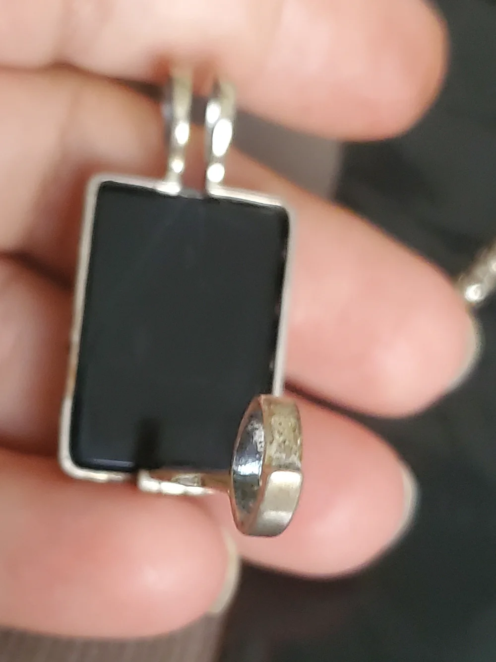 Vintage 925 'Live Laugh Love' Black Onyx Pendant Necklace 17